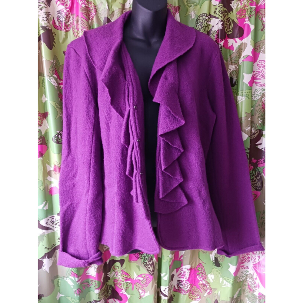 Charter Club Wool Jacket Plum Purple Size 1x